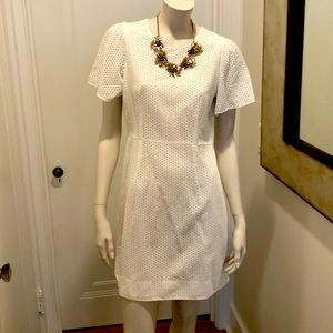 J Crew White Eyelet Dress with Keyhole Back size 6